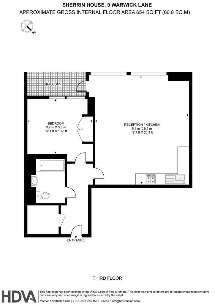 1 bedroom flat to rent - floorplan