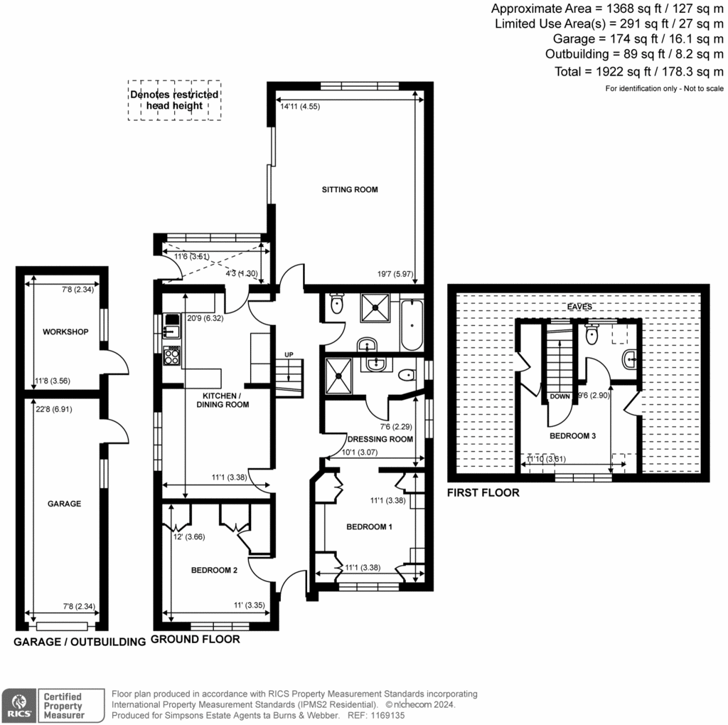 3 bedroom bungalow for sale - floorplan