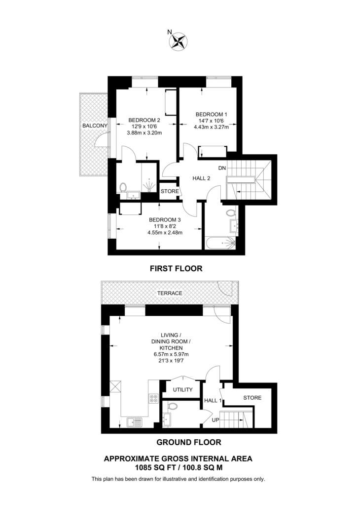 3 bedroom flat for sale - floorplan