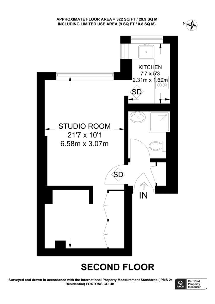 Studio flat to rent - floorplan