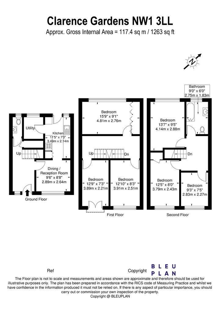 5 bedroom terraced house to rent - floorplan