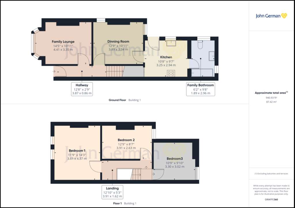 3 bedroom end of terrace house for sale - floorplan