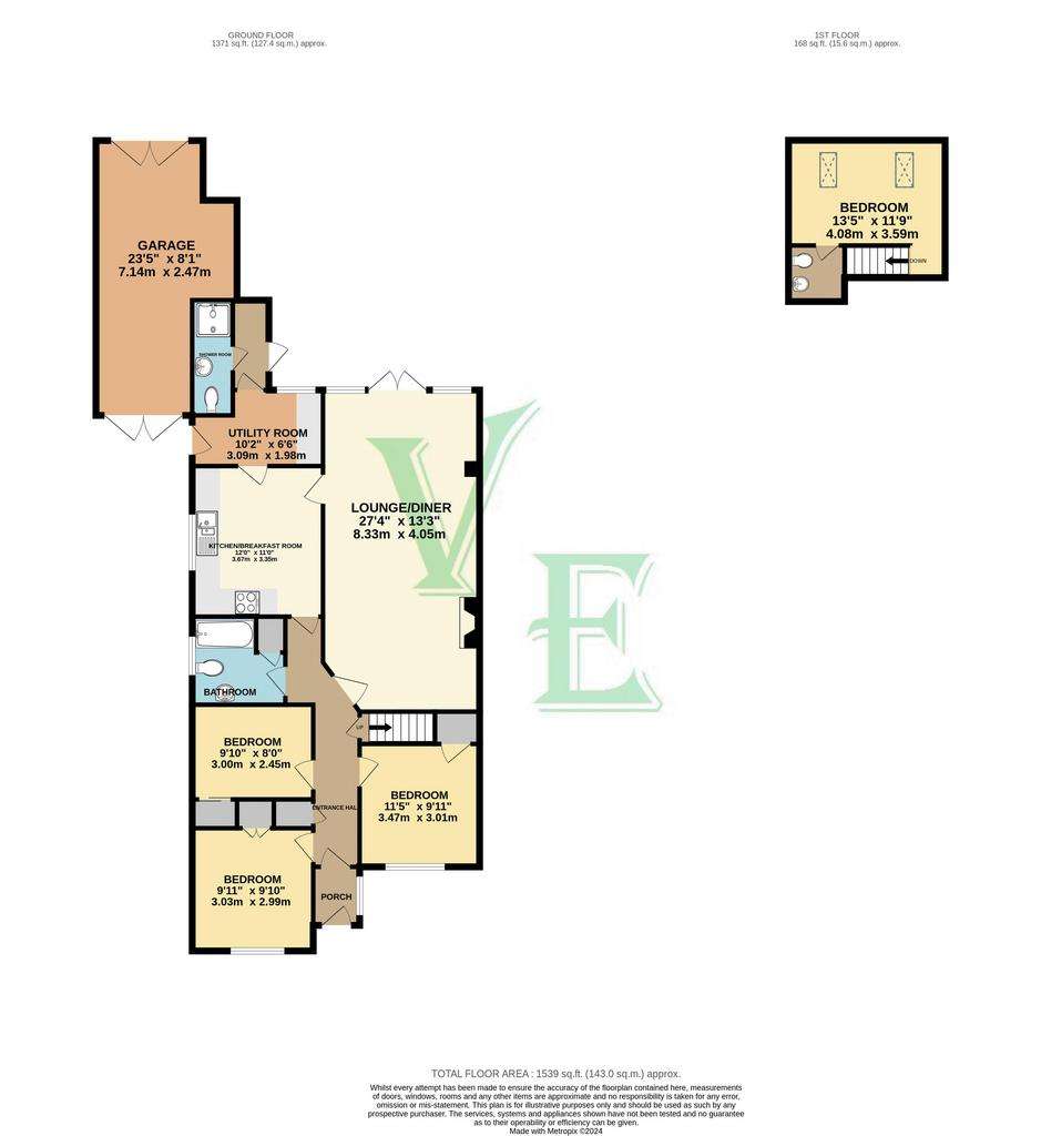 3 bedroom semi-detached bungalow for sale - floorplan