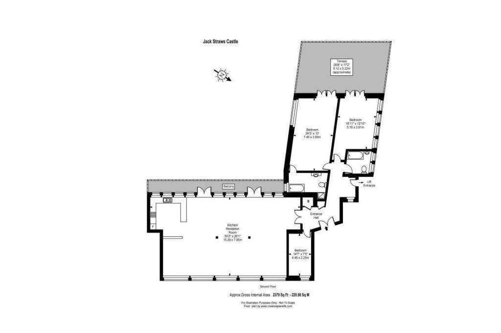 3 bedroom penthouse apartment to rent - floorplan