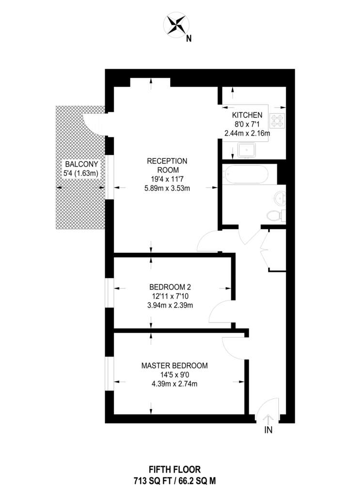 2 bedroom flat to rent - floorplan