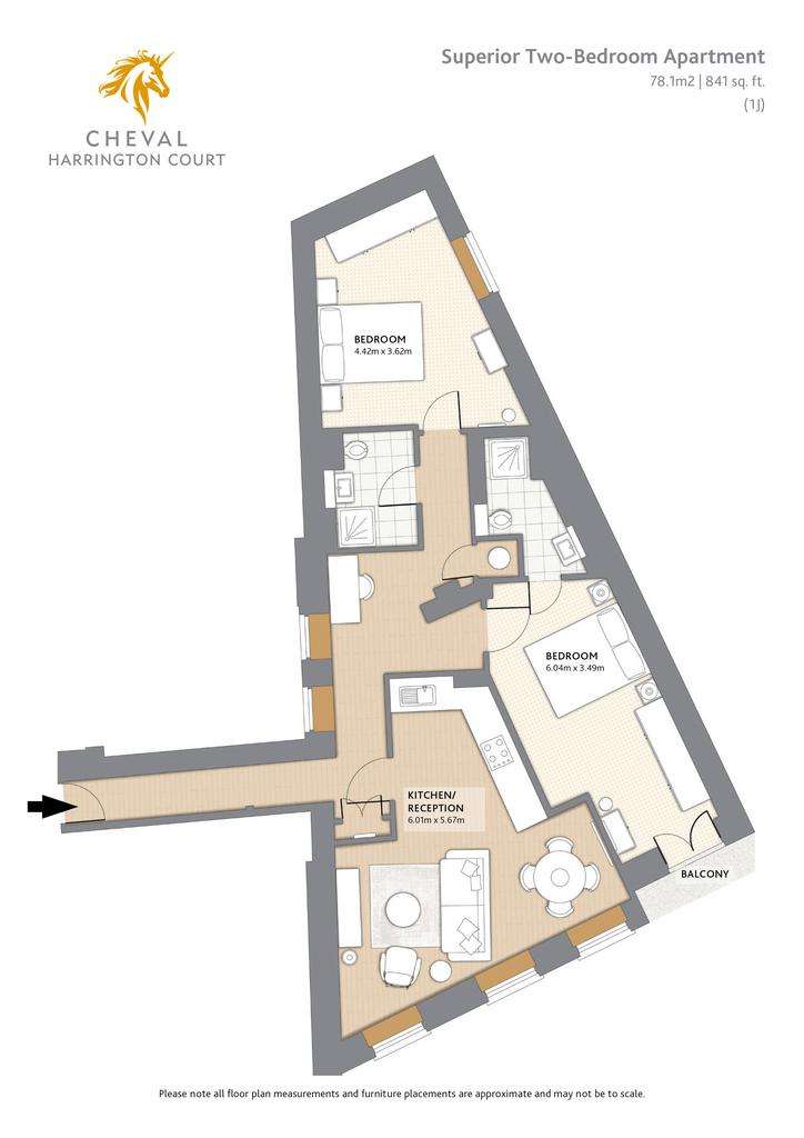 2 bedroom flat to rent - floorplan