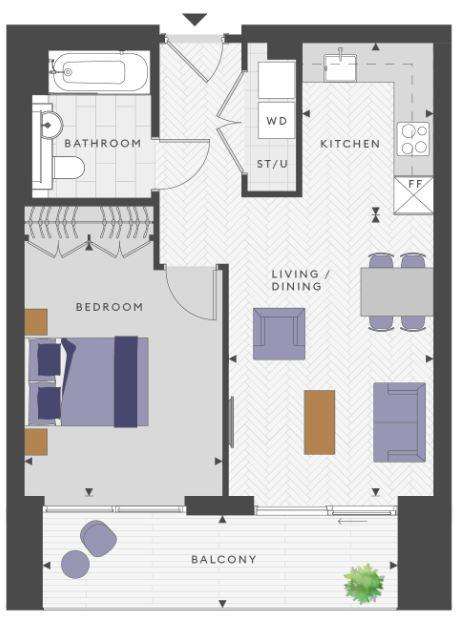 1 bedroom flat for sale - floorplan