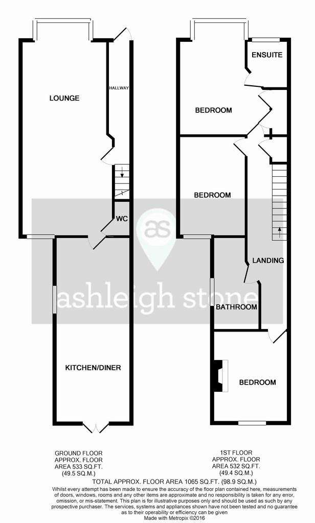 3 bedroom terraced house for sale - floorplan