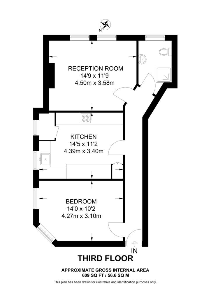 1 bedroom flat to rent - floorplan