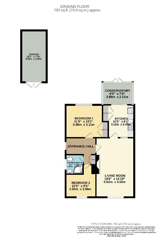 2 bedroom bungalow for sale - floorplan