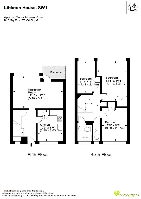 3 bedroom flat for sale - floorplan