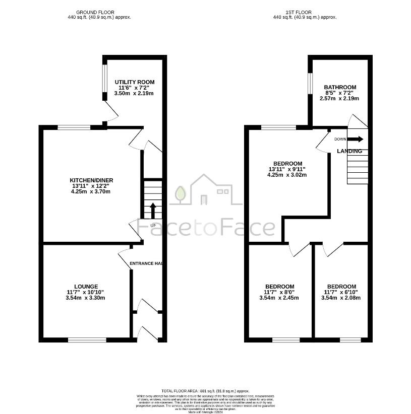 3 bedroom terraced house for sale - floorplan