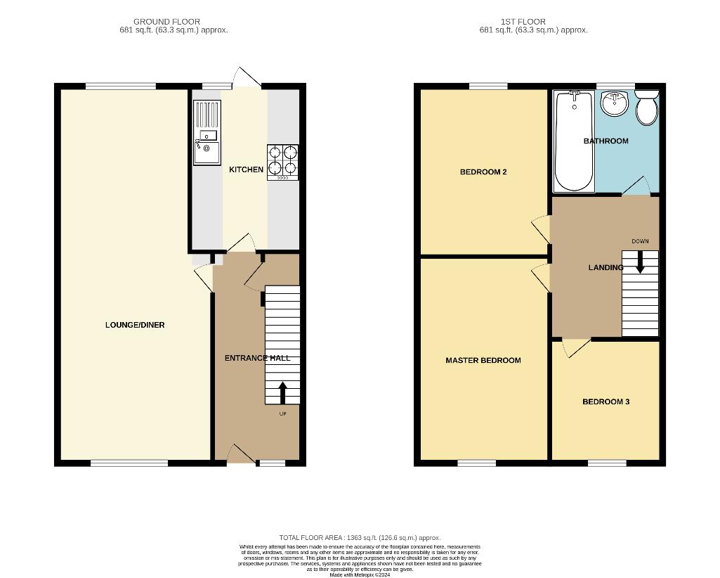 3 bedroom property for sale - floorplan