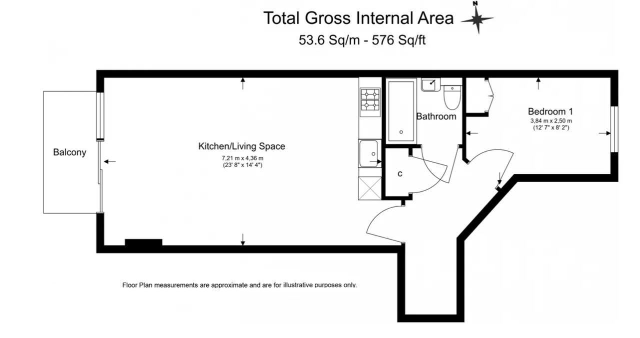 1 bedroom flat for sale - floorplan