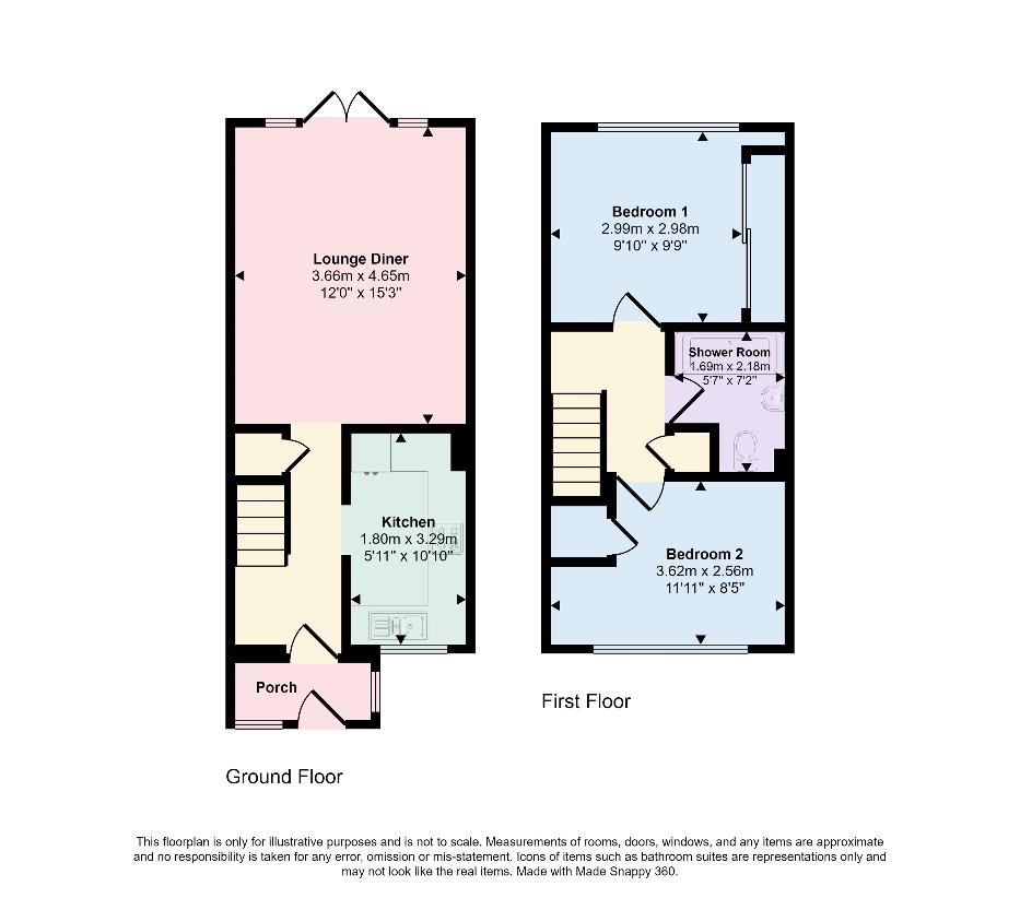 2 bedroom terraced house for sale - floorplan