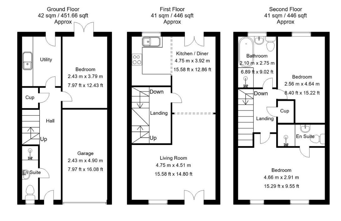 3 bedroom town house for sale - floorplan