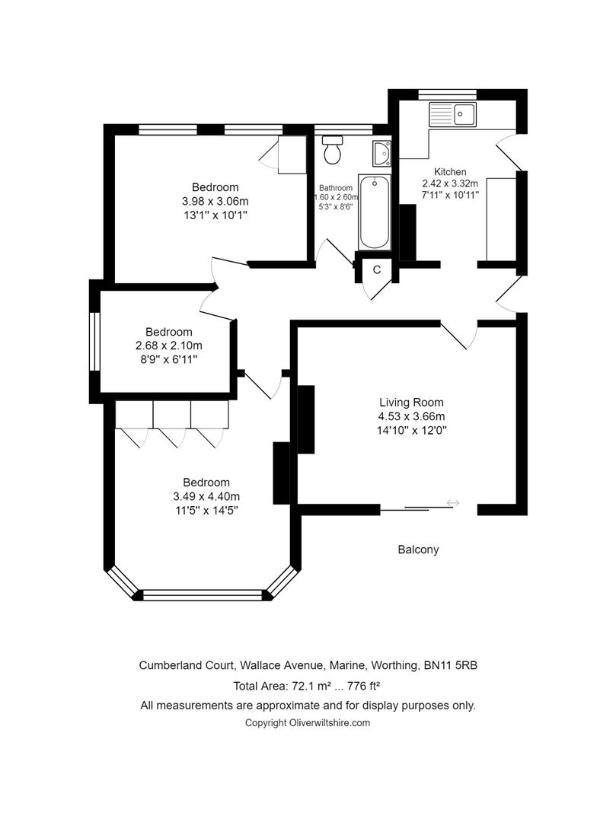 3 bedroom flat for sale - floorplan