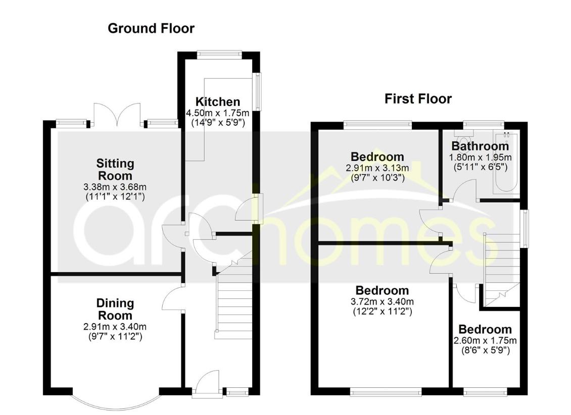 3 bedroom semi-detached house for sale - floorplan