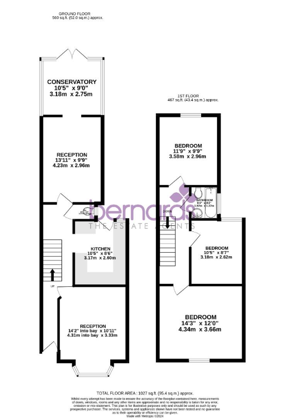 3 bedroom terraced house for sale - floorplan