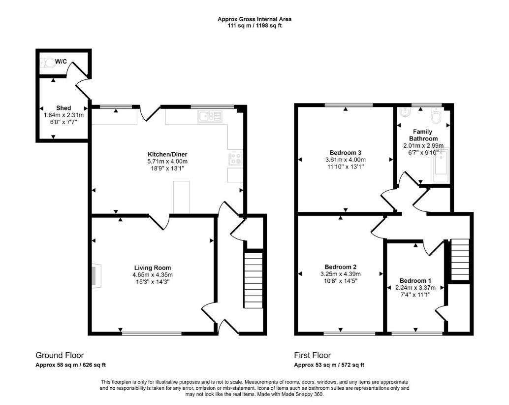 3 bedroom semi-detached house for sale - floorplan