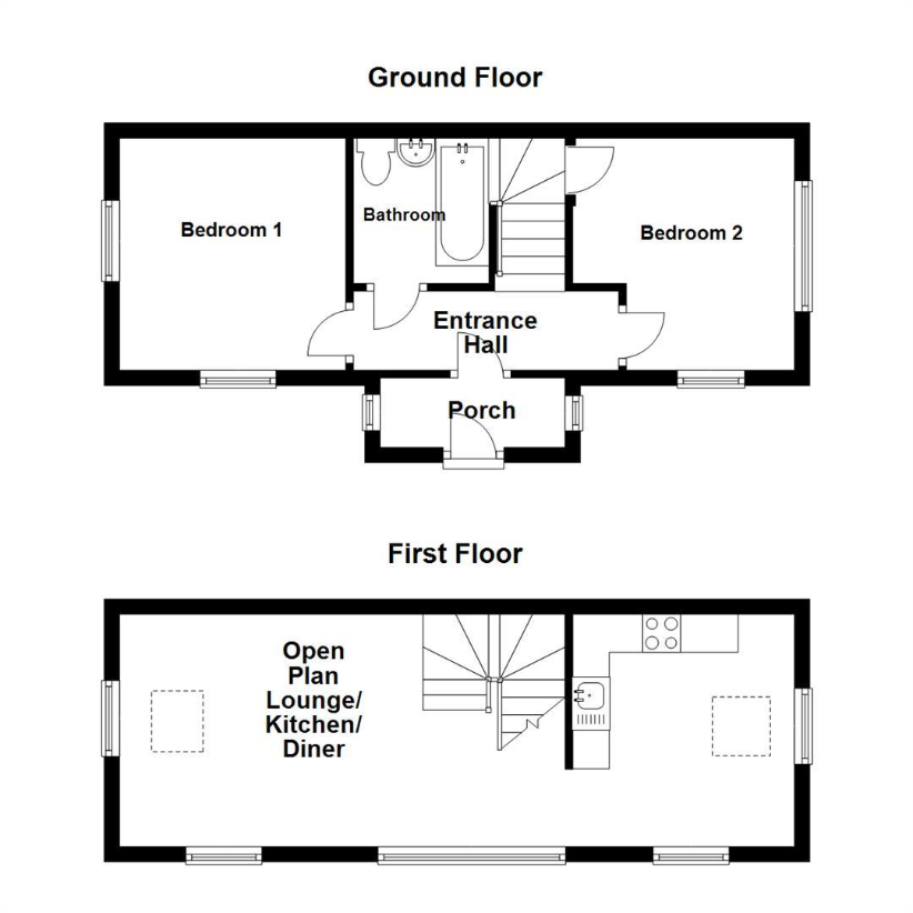 2 bedroom end of terrace house for sale - floorplan