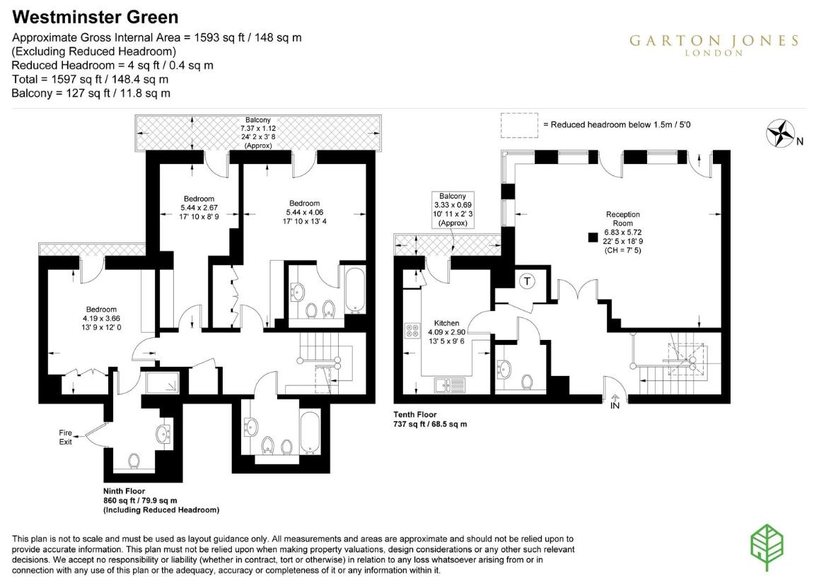 3 bedroom penthouse apartment for sale - floorplan