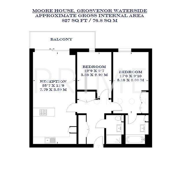 2 bedroom flat to rent - floorplan