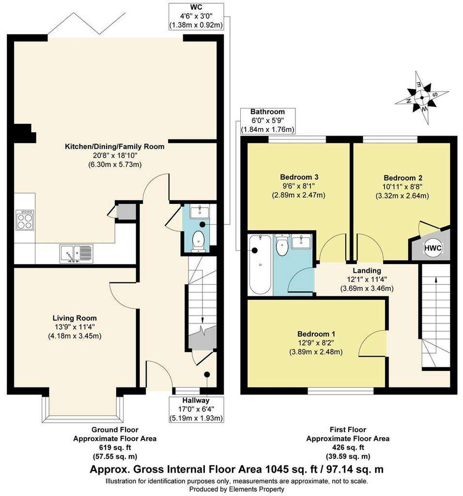 3 bedroom terraced house for sale - floorplan