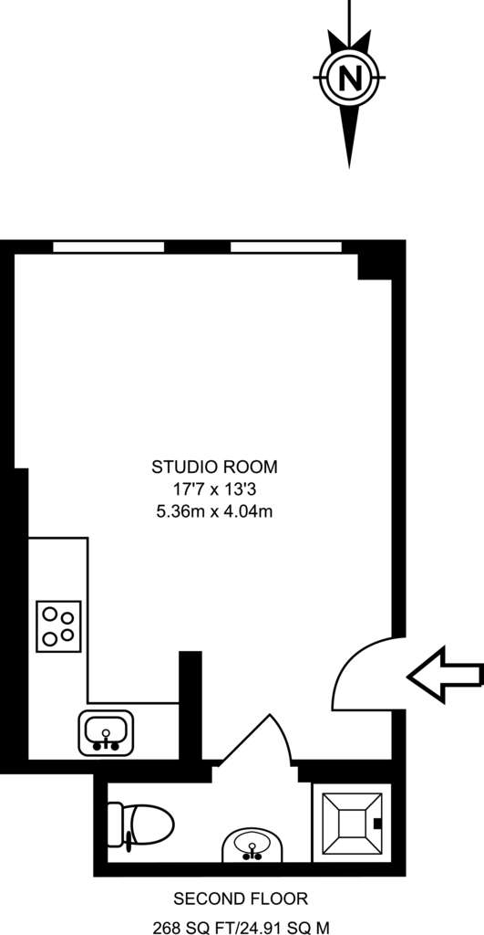 Studio flat to rent - floorplan