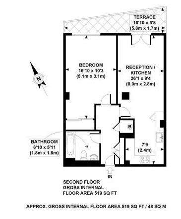 1 bedroom flat to rent - floorplan