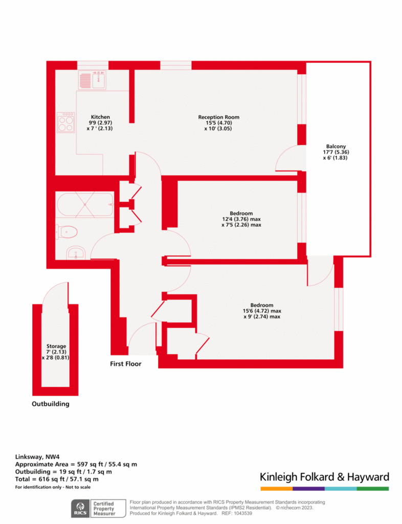 2 bedroom flat to rent - floorplan