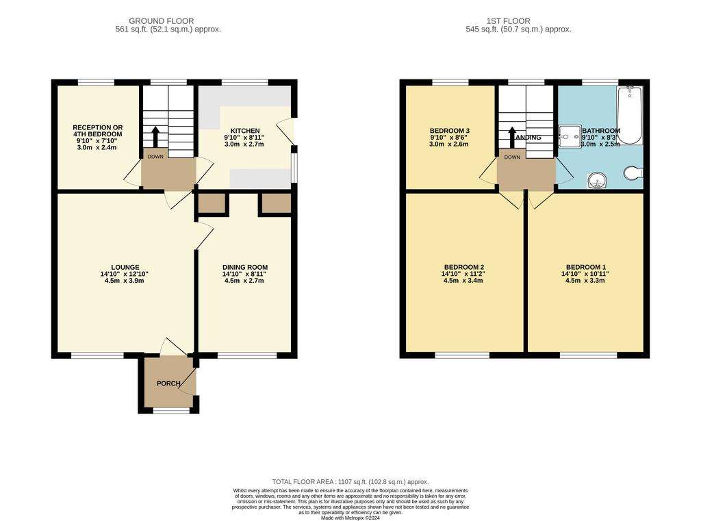 3 bedroom semi-detached house for sale - floorplan