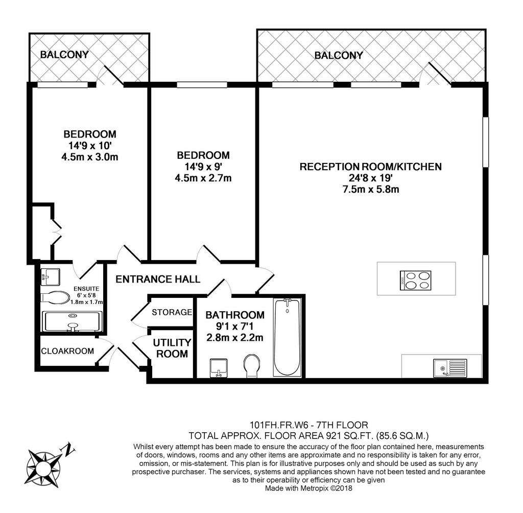 2 bedroom flat to rent - floorplan