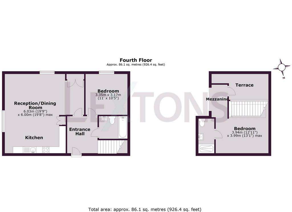 2 bedroom flat to rent - floorplan