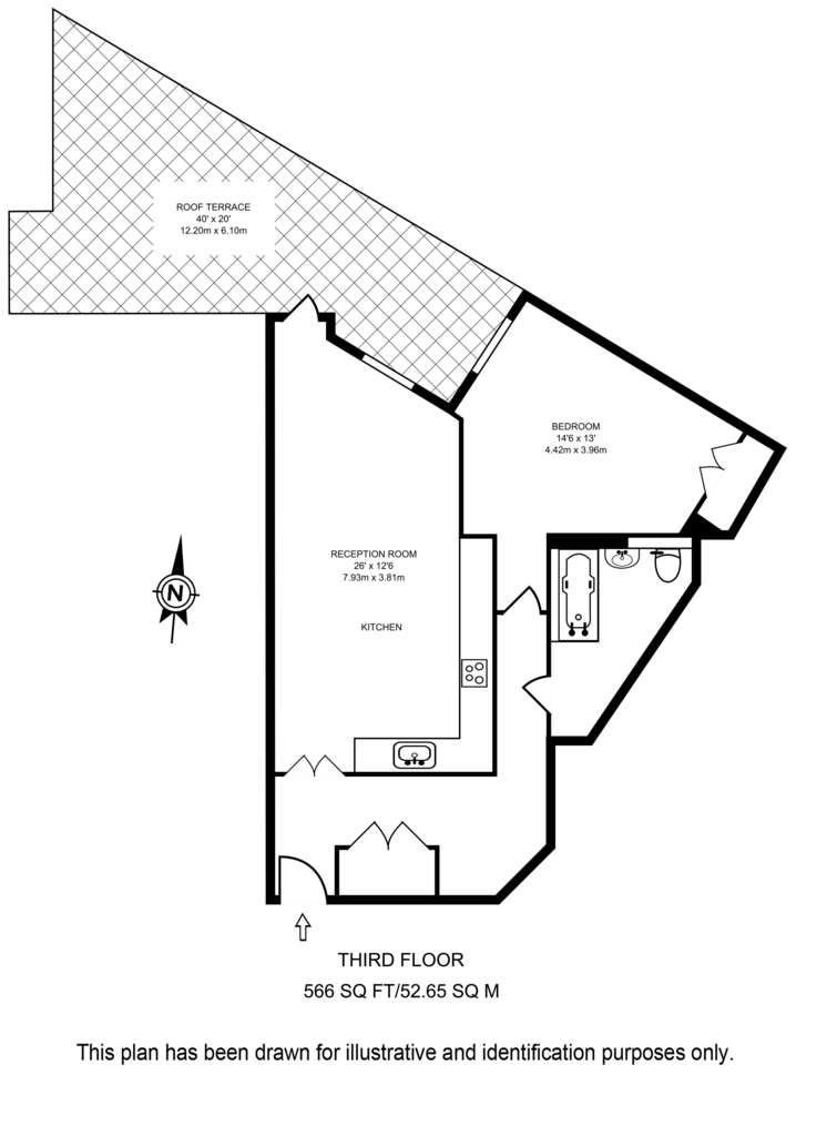 1 bedroom flat to rent - floorplan