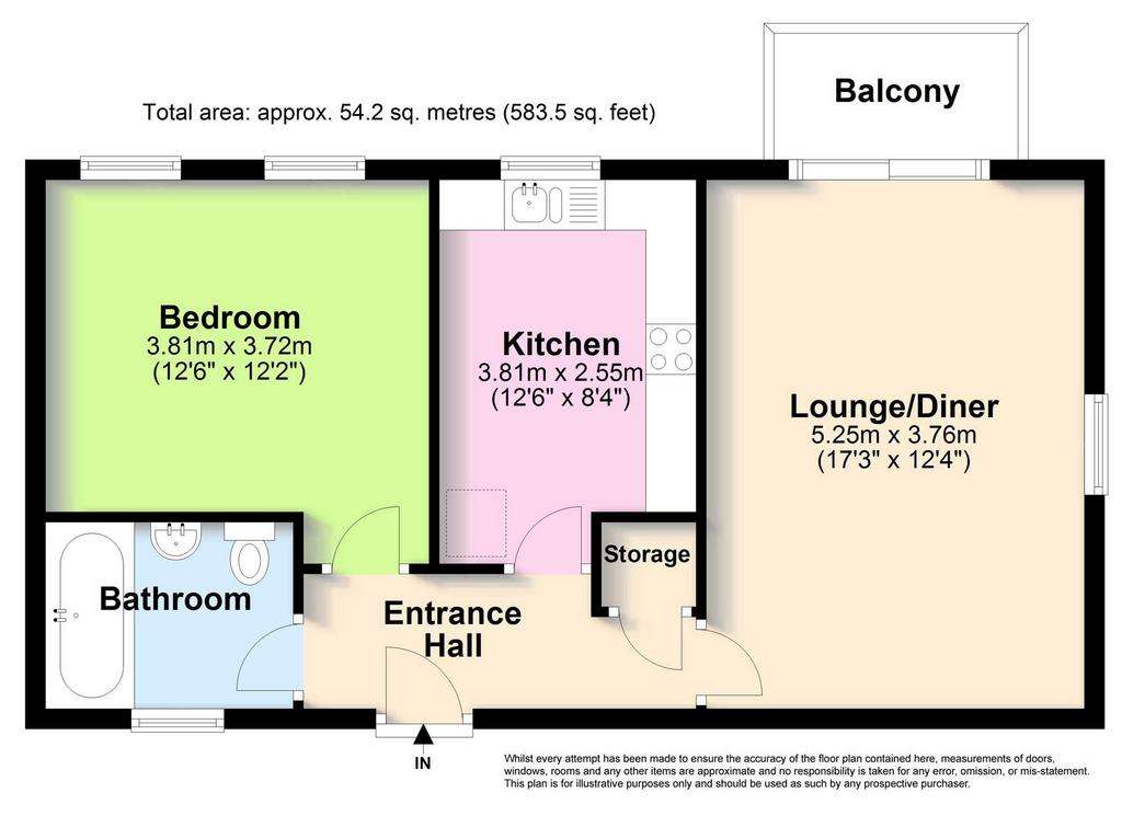 1 bedroom flat for sale - floorplan