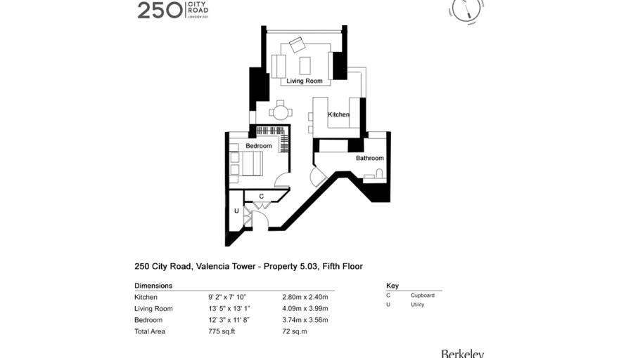 1 bedroom flat to rent - floorplan