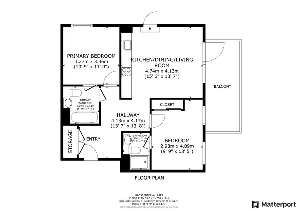 2 bedroom flat to rent - floorplan