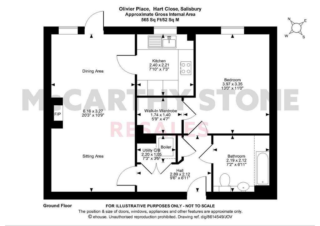 1 bedroom flat for sale - floorplan