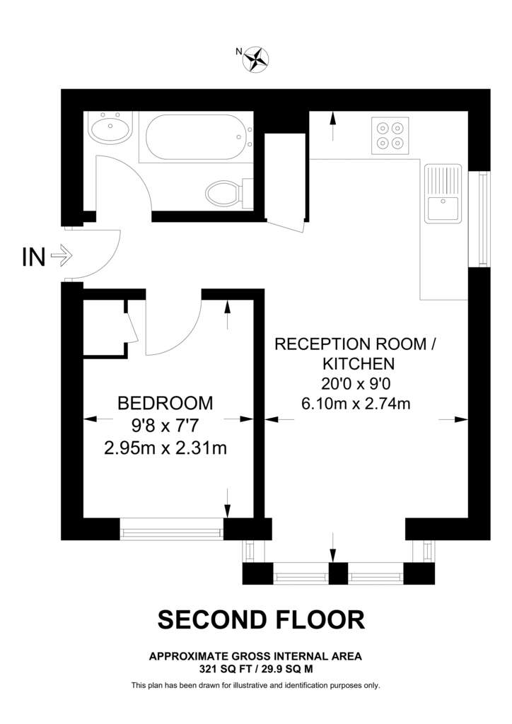 1 bedroom flat to rent - floorplan