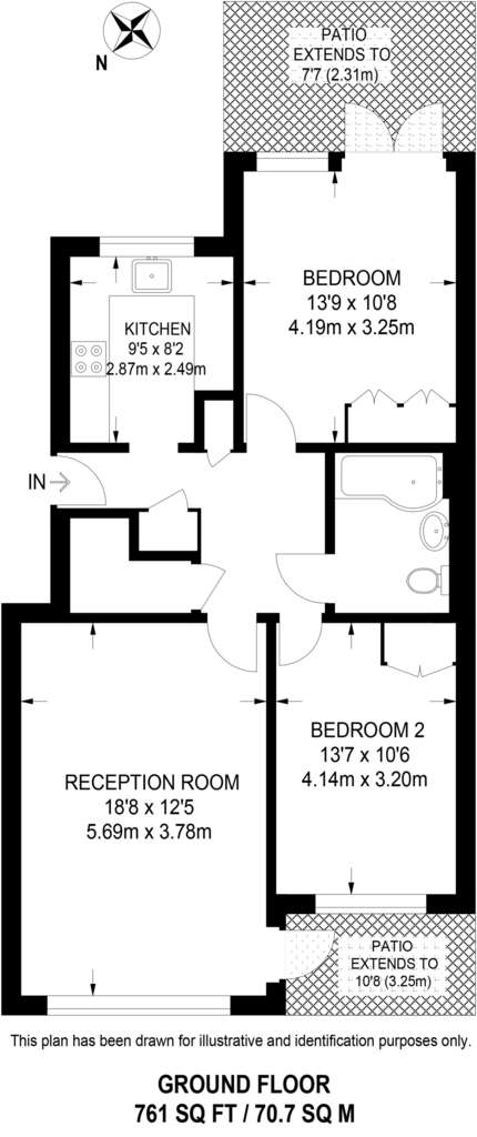 2 bedroom flat to rent - floorplan