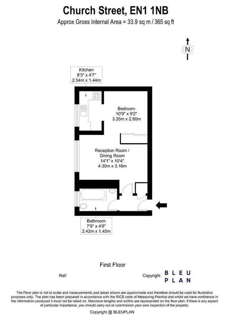 Studio flat for sale - floorplan