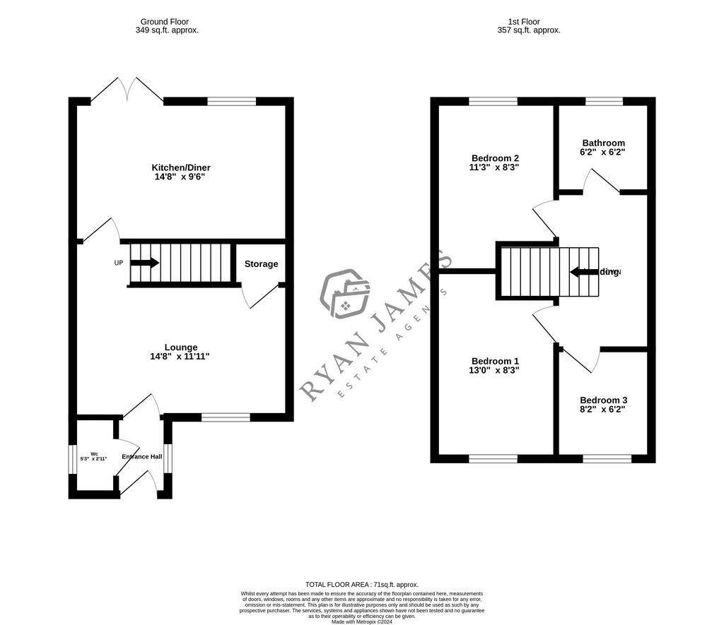 3 bedroom detached house for sale - floorplan