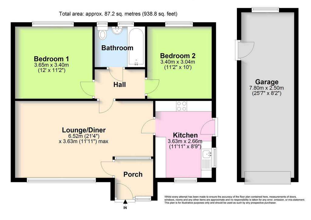 2 bedroom bungalow for sale - floorplan