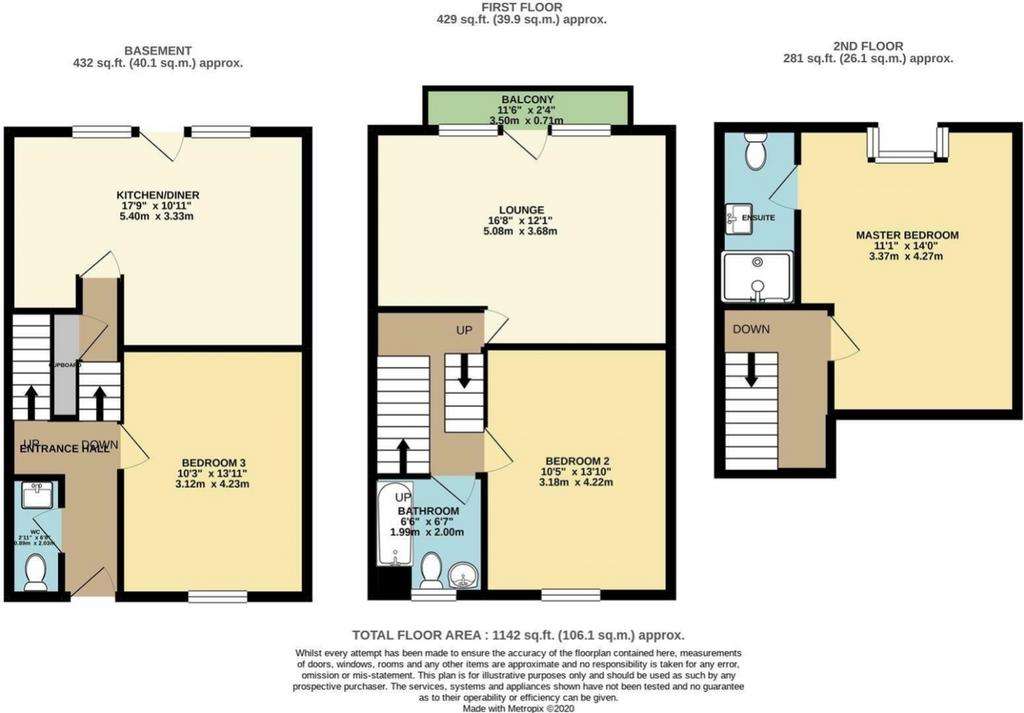 3 bedroom terraced house to rent - floorplan