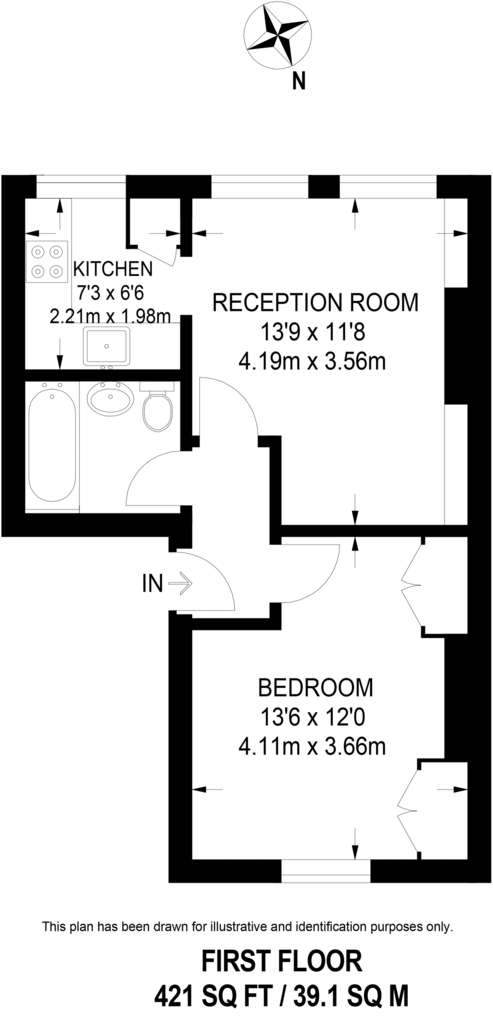 1 bedroom flat to rent - floorplan