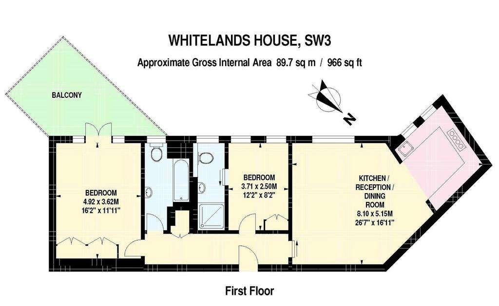 2 bedroom flat to rent - floorplan