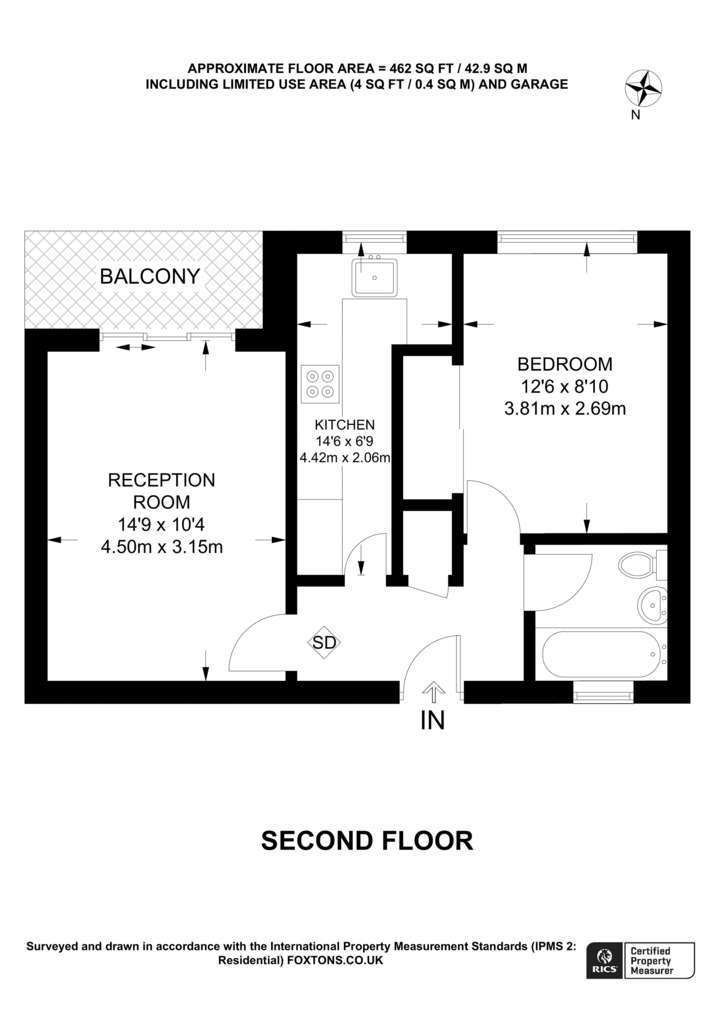 1 bedroom flat to rent - floorplan