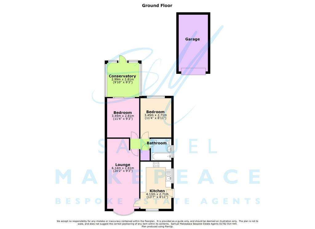 2 bedroom semi-detached bungalow for sale - floorplan