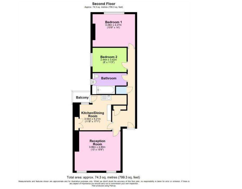 2 bedroom flat to rent - floorplan